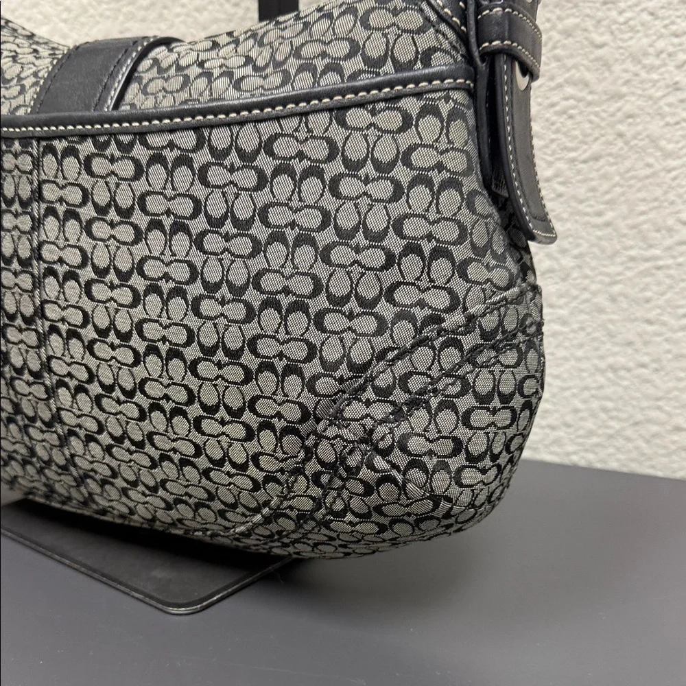 Coach SoHo Buckle Small C Monogram Black and Gray Shoulder/Hobo Bag- EUC